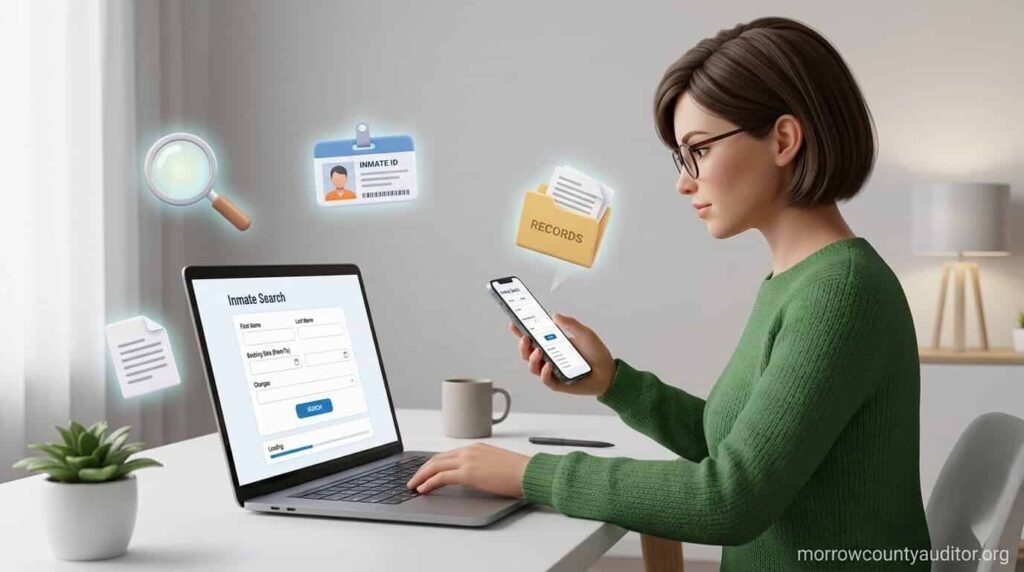 How to search Morrow County Ohio jail inmate roster using laptop and smartphone to check inmate records online